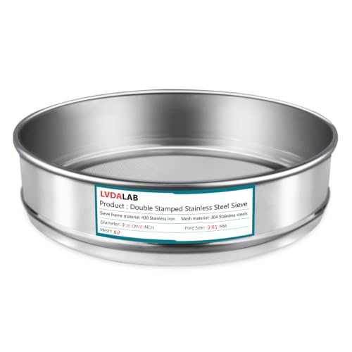 7.9" (20cm) 304 Stainless Steel Lab Sieve, 40 Mesh (0.45mm) Screen Sifter - size: 40Mesh(0.45mm)/Ф7.9in