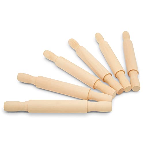 Wooden Mini Rolling Pin, 7 Inches Long, Pack of 12, Perfect for Fondant, Pasta, Baking in the Kitchen, Crafting by Woodpeckers - size: 7 inch