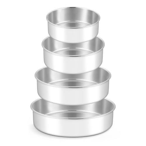 Leonyo 4-6-8-9 In Cake Pans Set of 4, Round Cake Tins for Baking, 2" Deep - size: 4+6+8+9x2 Inch