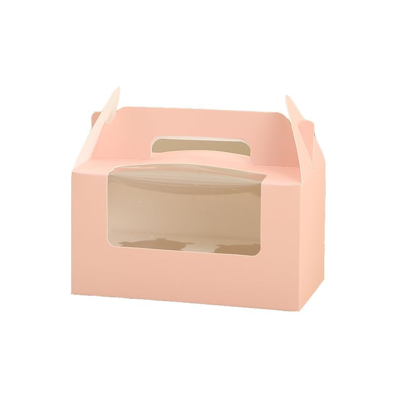 JIYIXHylera 30Pcs 16.5×9.5×9cm/6.49×3.74×3.54 inch Kraft Paper Cupcake Packing Box Christmas Gift Box with Clear Window 2 Cavity Muffin Cupcake Wedding Party Birthday Favors (30Pcs Pink) - color: 30Pcs Pink