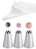 Churro Piping Tip Set with Bags, Extra Large Open Star Pastry Tips - color: F