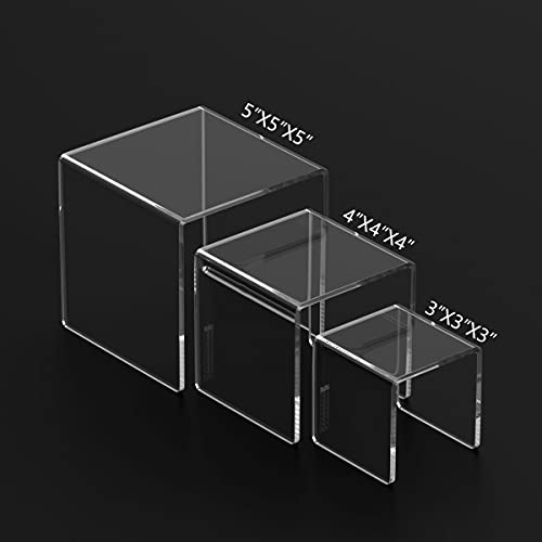 HIIMIEI Clear Acrylic Display Risers 2 Sets - size: 3"x4"x5"