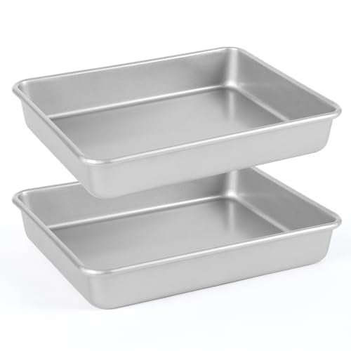 9x11 Baking Pan, Toaster Oven Rectangle Cake Pan Heavy Duty, Silver - color: Silver