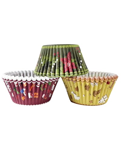 qiqee Christmas Jumbo Cupcake Liners 300PCS Cupcake Liners Cupcake Cups 6 Designs Christmas Gingerbread Man Cupcake Papers Baking Cups Cupcake Wrappers (Large Size) - color: Christmas Gingerbread Man, size: Large / 300 Counts