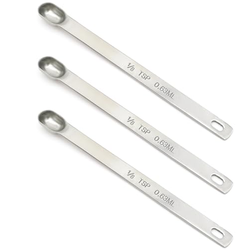 3PCS 1/8TSP(0.63ML) Measuring Spoon, Stainless Steel Long Handle Teaspoons - size: 1/8tsp|0.63ml
