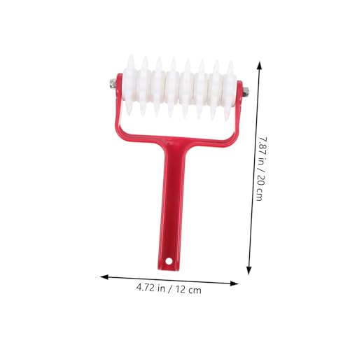 GALPADA Pizza Dough Red Plastic Stainless Steel Hand Roller Tool
