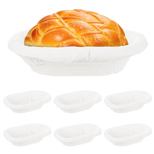 ASelected 6 Set Oval Banneton Basket, 9.8in Banneton Bread Proofing Basket with White Liners, Bagasse Sourdough Bannetons Basket for Professional and Homemade Artisan Bread