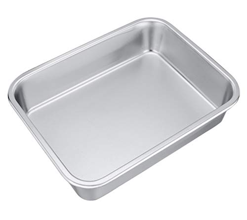 TeamFar Rectangular Cake Pan Brownie Pan, Stainless Steel Lasagna Pan - size: 10" x 8" x 3.2"