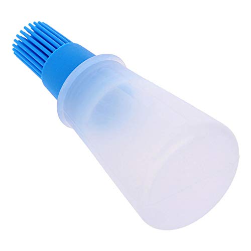 AKOAK 1 Pack Environmentally Friendly Silicone Flat-Bottomed Barbecue Oil Bottle Brush, Pastry Brush, Kitchen Baking and Barbecue Cooking Tools (Blue) - color: Blue