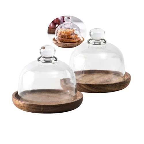 Rikyo 2 Sets Mini Cake Stand,Cake Plate Server Platter with Dome