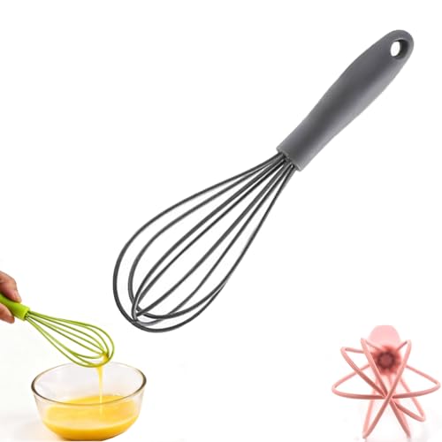 Mini Whisk, Small Silicone Whisk, Tiny Hand Egg Mixer for Flour Cake Egg - color: Gray