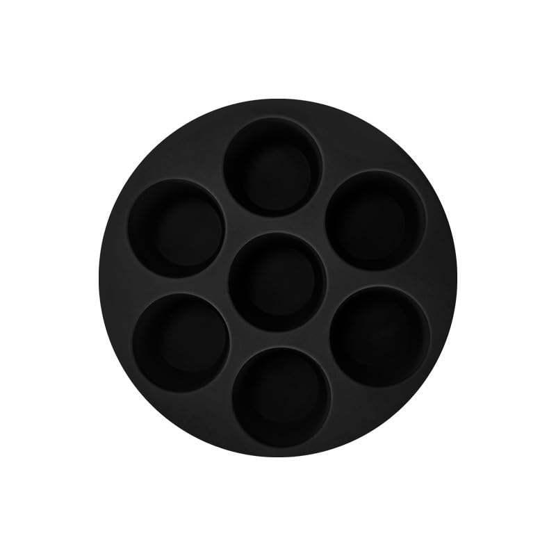 7 hole Non Stick Silicone Liners And Muffin Pan for Air Fryers - Reusable Baking Trays Easy to Release And Clean - color: Black
