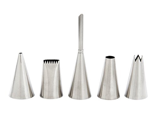 Mrs. Anderson’s Baking Pastry Cookie Cake Decorating Tips, 18/8 Stainless Steel, 5-Piece Set - size: 5-Piece Set