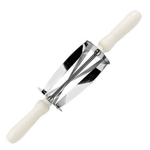 O'Creme Revolving Croissant Cutter with Stainless Steel Blades and Plastic Handles, Roller for Cutting out Triangles 4-1/3 Inch x 6 Inch for Crescent Pastry or Crescent Bread or Franks and Blankets - size: 4-1/3" x 6" Triangle