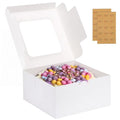 Moretoes 24pcs Cake Boxes, 10x10x5 Inches White Square Bakery Boxes with Window Cajas Pasteles for Cake, Mother's Day, Pastries, Chocolates, Cookies, Pie, Birthday Party, Wedding, Graduation - size: A-24pcs-10*10*5in