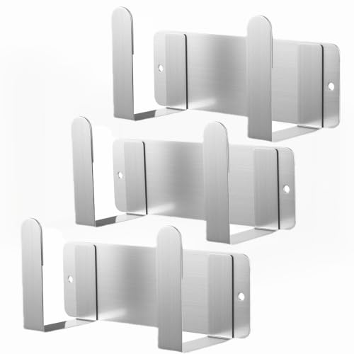 3 Pack Stainless Steel Wall Mounted Cutting Board Holder, Punch-Free Adhesive Pot Lid Organizer, Multifunctional Kitchen Storage Rack, Rustproof Heavy Duty - color: 3 Pack Silver