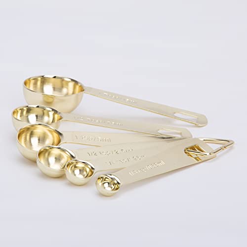 Gold Measuring Spoons, 6 Piece Set, 18/8 Stainless Steel - color: C - Gold, size: 6pcs