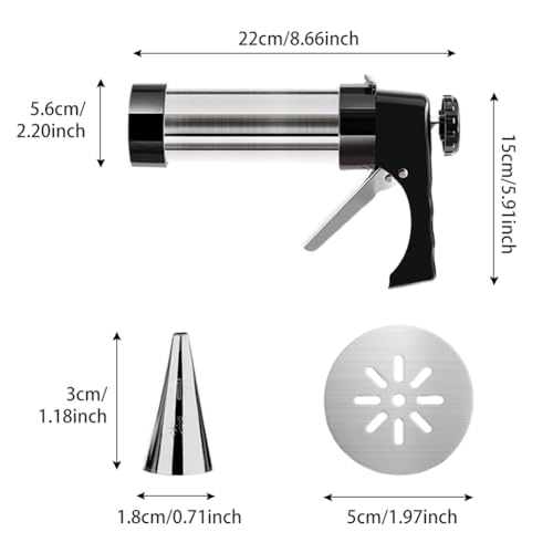Stainless Steel Cookie Press, Spritz Cookie Maker with 13 Discs & 8 Tips