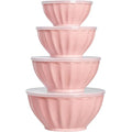BoxedHome Mixing Bowls with Lids Set, 8 pieces Large 0.2” Thick Plastic Nesting Mixing Bowl, Microwave Safe,Size 5.92, 4.12,3.06,1.80 Quart, Pink - color: 8 PK Pink