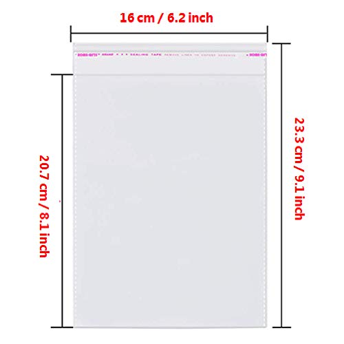 200pcs 6"x8" Clear Resealable Cellophane Bag Self Adhesive Seal - size: 6x8 Inch (Pack of 200)