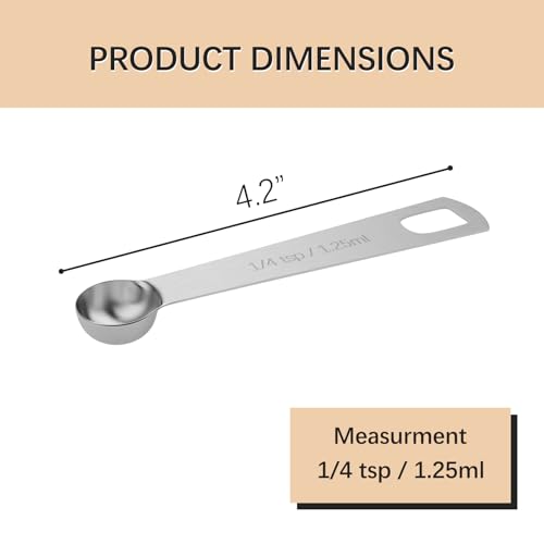 5PCS 1/4tsp(1.25ml) Measuring Spoon, Stainless Steel Teaspoon - size: 1/4tsp