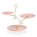 Sweejar 3 Tier Ceramic Cake Stand Wedding, Dessert Cupcake Stand for Tea Party Serving Platter (Milk Pink) - color: Milk Pink