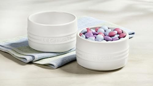 Le Creuset Stoneware Round Straight Wall Ramekin, Set of 2, Nectar - color: Nectar
