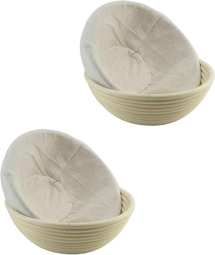 2Pcs 9 Inch Proofing Bread Basket Cloth, Round Cloth Baking Supplies Bread, Reusable Breathable Liner Cotton Flax Banneton Proofing Bread Cloths, Baking Tools and Accessories, Bread Proofing Baskets