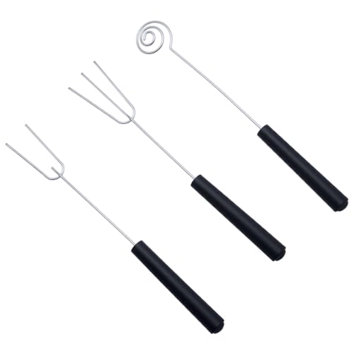 3 PCS Dipping Tool Stainless Steel Chocolate Drizzler Tool for Candy and Chocolate Cake Making (Black Plastic Handle) - size: SP-3