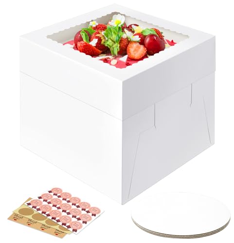 12 Inch Cake Box with Cake Boards, Disposable Cake Containers-3 Pack