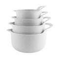 COOK WITH COLOR Nesting Plastic Mixing Bowl Set with Pour Spouts and Handles and Non Slip Bottom, Speckled White, 4 Piece - color: White, size: 4 Piece Non-Slip