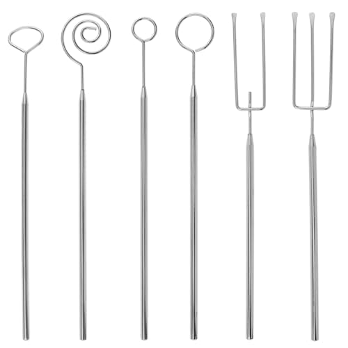 6 PCS Chocolate Dipping Tools Stainless Steel Candy Dipping Tools Set Candy Making Tools with Spoon Hole for Candy Making Truffle Chocolate and Cake Decoration Machine Washable (6)