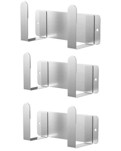 3 Pack Stainless Steel Wall Mounted Cutting Board Holder, Punch-Free Adhesive Pot Lid Organizer, Multifunctional Kitchen Storage Rack, Rustproof Heavy Duty - color: 3 Pack Silver