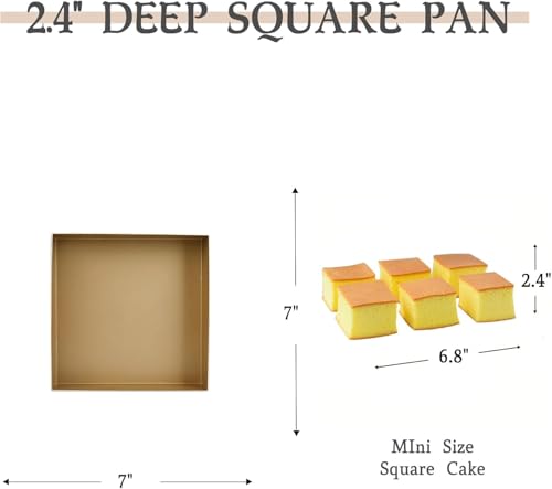 7-Inch Square Baking Pan, 2.4-Inch Deep Nonstick Aluminum Alloy Pan - size: 7" Extra Depth
