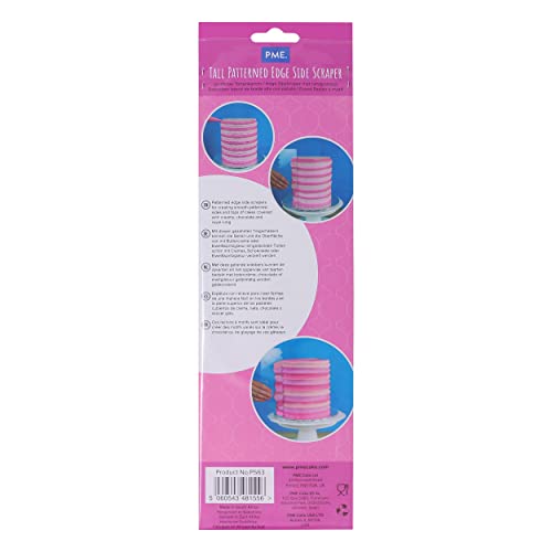 PME PS63 Tall Patterned Edge Side Scraper for Cake Decorating-Ribbed, 10 in in, Transparent - style: Ribbed