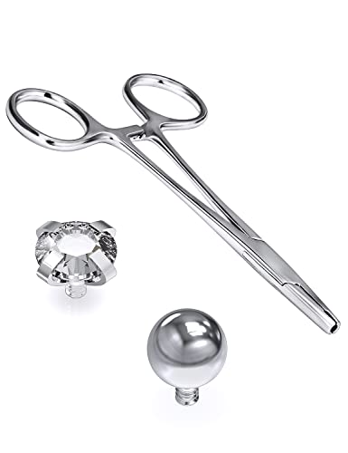 Vsnnsns 9 Style 316L Surgical Steel Body Piercing Tools Kit Piercing Clamps Forceps Use for Nose Septum Lip Tongue Eyebrow Belly Rings Ear Dermal Piercing Jewelry Kit Tools - color: Style 8, 3MM Dermal Piercing Clamps Forceps