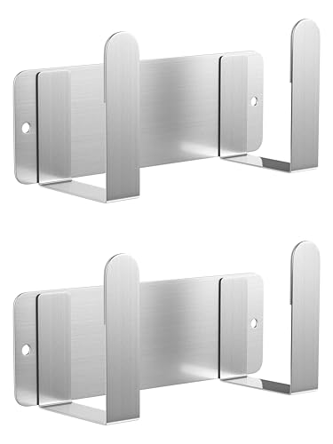 2 Pack Stainless Steel Cutting Board Pot Lid Organizer - color: 2 Pack Silver