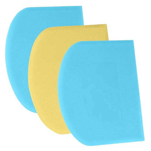 SURDOCA Dough Scraper Bench Scraper - 3P 5.9x4.3" Plastic Flexible Bowl Scraper, Sharp Edge & Angles Cake Scraper. Non-Slip Bakeware Decorating Tools Sculpting & Modeling Tools - Blue+Yellow+Blue - color: Blue+Yellow+Blue, size: 15x11cm/5.9x4.3''
