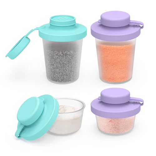 SOPHICO 1.5 & 3.2oz Salt and Pepper Shaker,With Moisture Proof silicone lid - color: purple & blue, Small & Medium