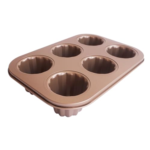 6-Cavity Nonstick Canele Molds, Mini Canelle Baking Pan - style: 03-Canele 6cups Gold