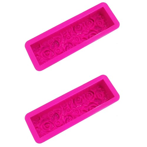 Rectangular Rose Silicone Soap Mold for Soap Making - color: Rose Red, size: 2 Silicone Molds