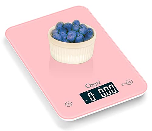 Ozeri Touch Digital Kitchen Scale (12 lbs Edition) in Tempered Glass - color: Crystal Rose
