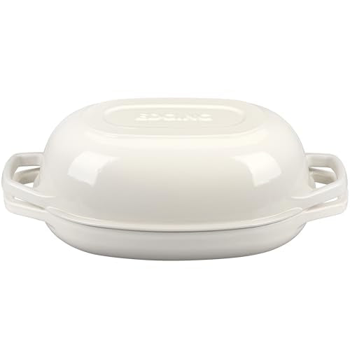 EDGING CASTING Enameled Cast Iron Oval Dutch Oven Pot with Lid, Dutch Oven for Sourdough Bread Baking, Bread Oven, Bread Dutch Oven, Oval Bread Pan, 5qt, White - color: White, size: 5 Quart