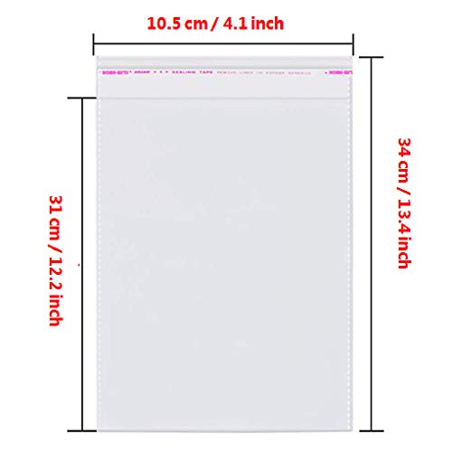 200pcs 4"x12" Clear Resealable Cellophane Bag Self Adhesive - size: 4x12 Inch (Pack of 200)