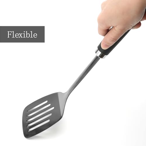 Stainless Steel Slotted Turner Spatula, Thin Edge Turner, Black - color: Z-Black Turner Spatula