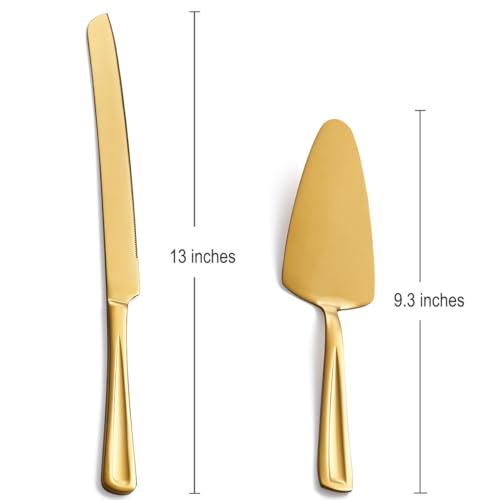 GoGeiLi Gold Stainless Steel Wedding Cake Cutting Set - color: Gold