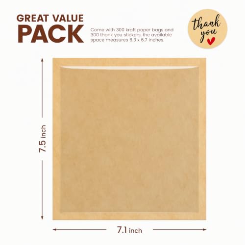 300 Pack Cookie Bags with Seal, Heat Sealable Bakery Bags with Window - size: 7.1" x 7.5"