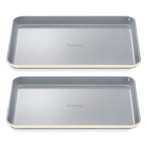 Caraway Non-Stick Ceramic Medium Baking Sheet Duo - color: Cream, size: 2x Medium 10" x 15"
