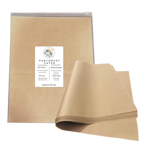 Unbleached 8 1/2" X 11" inch, 100 Pack Parchment Paper Pan Liner - Sheets for Baking Cooking, Made in USA