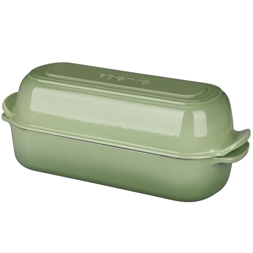 EDGING CASTING Enameled Cast Iron Loaf Pan with Lid, Bread pan, Dutch Oven Bread pan for Homemade Sourdough Bread Baking, 12.5x5.5 inch, 5qt, Pistachio Green - color: Pistachio Green